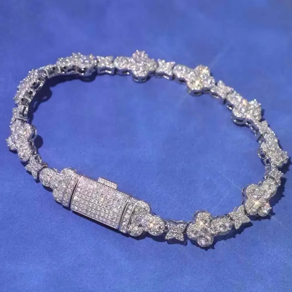 10mm Iced Out Tennis Cross Bracelet 8inch
